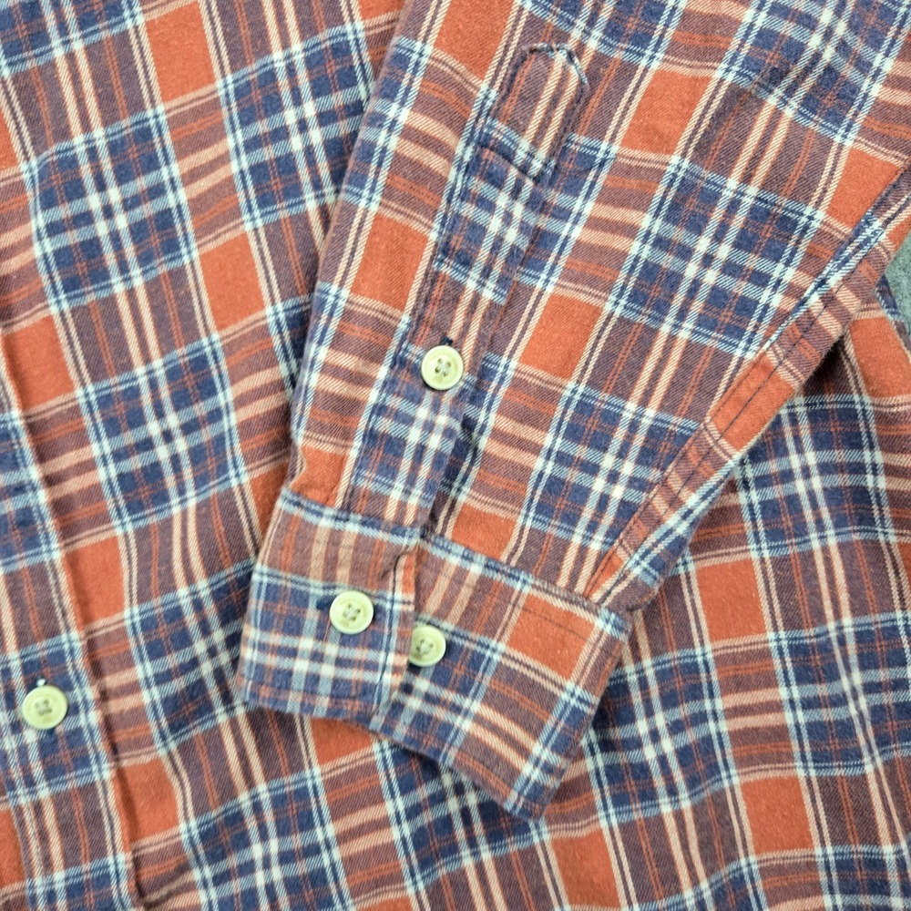 The Normal Brand Flannel Shirt Mens XL Orange Blue Plaid Button Down Long Sleeve - Picture 6 of 15